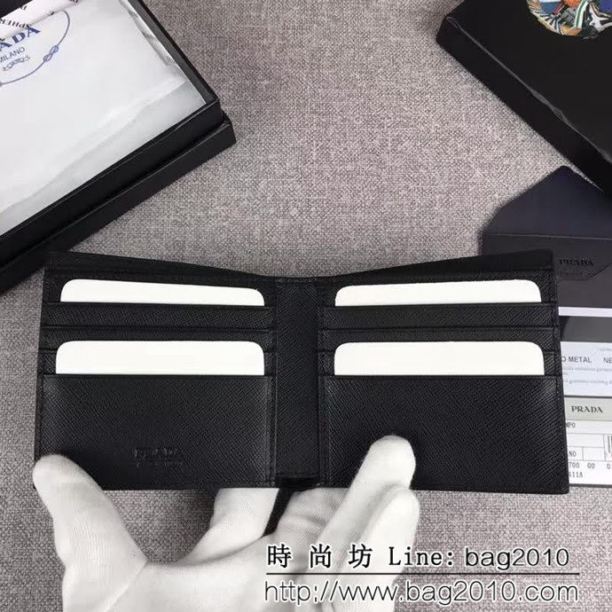 PRADA普拉達 官網同步 專櫃最新款 十字紋牛皮 男士短款錢夾 2M0513 DD1889